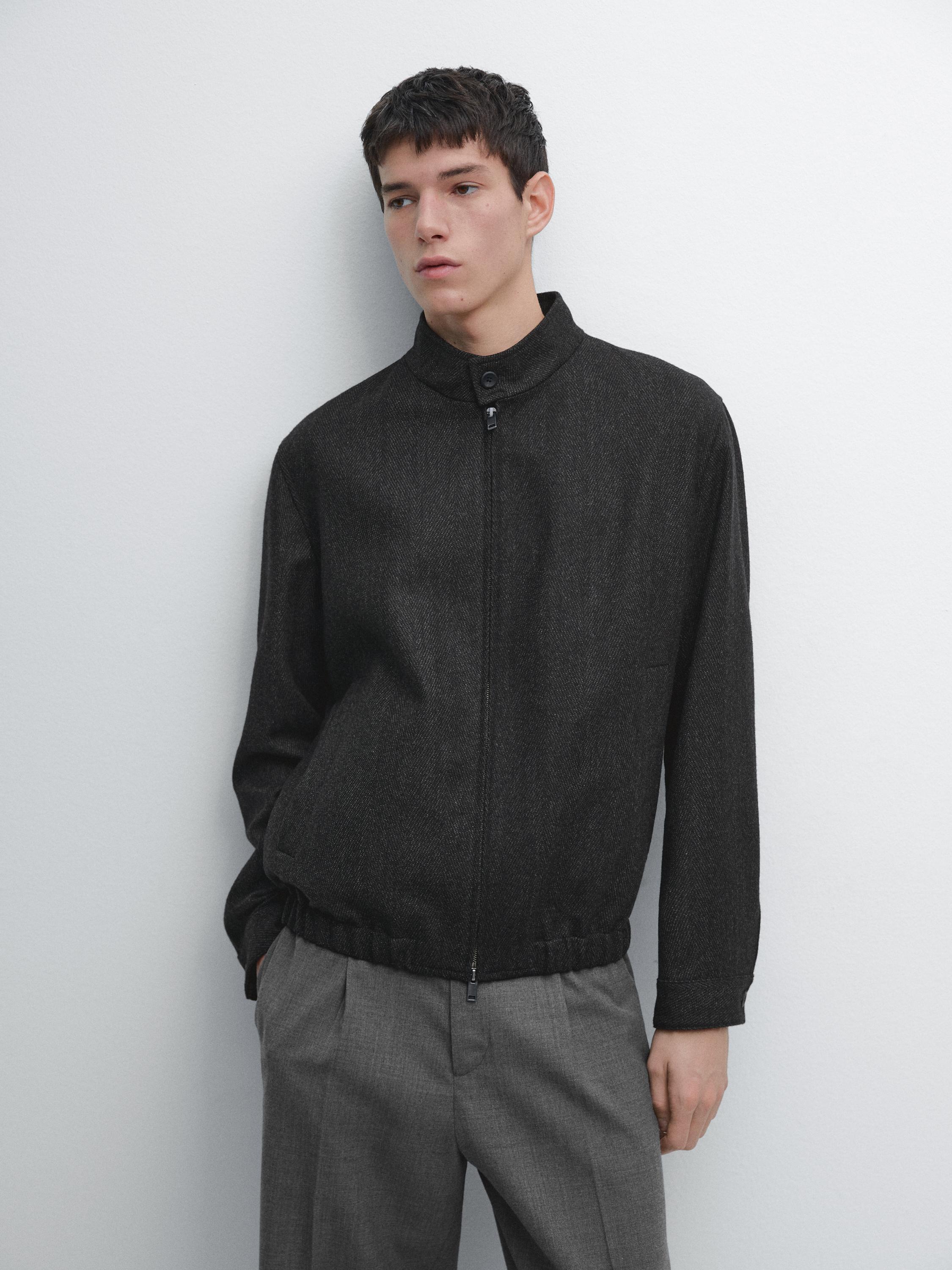 Blouson à chevrons 100 % laine